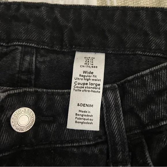 H&M 2026 Black Ultra High Rise Wide Leg Jeans - Picture 4 of 12